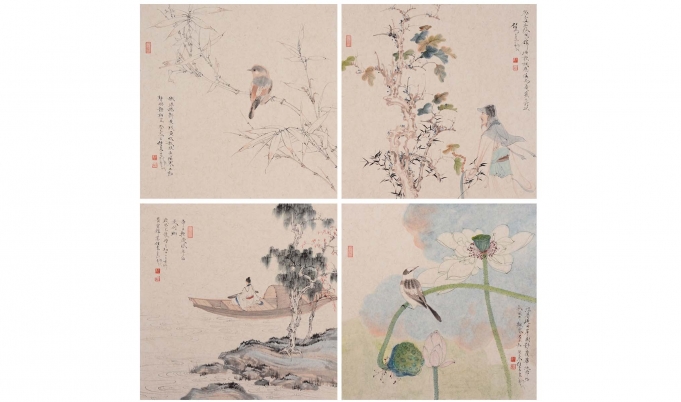 任重 人物花鸟小品